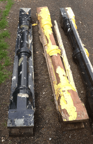 Original porch colums before restoration